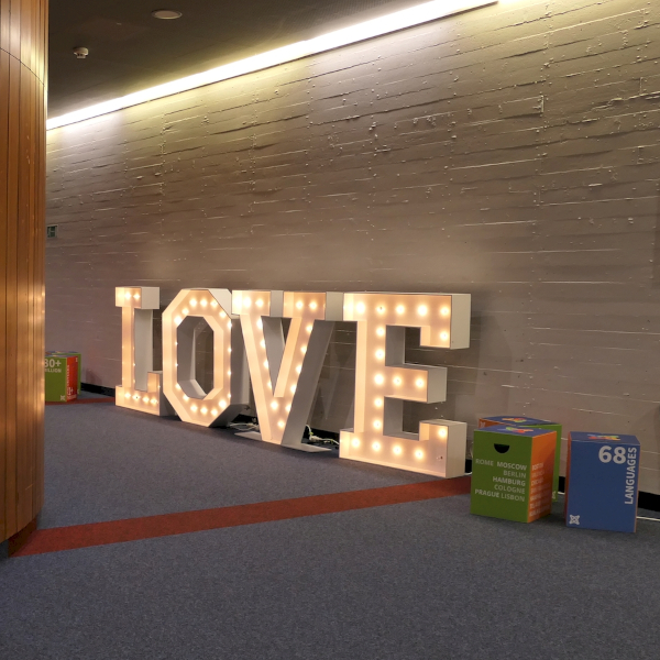 Letters LOVE with light from a Joomla event
